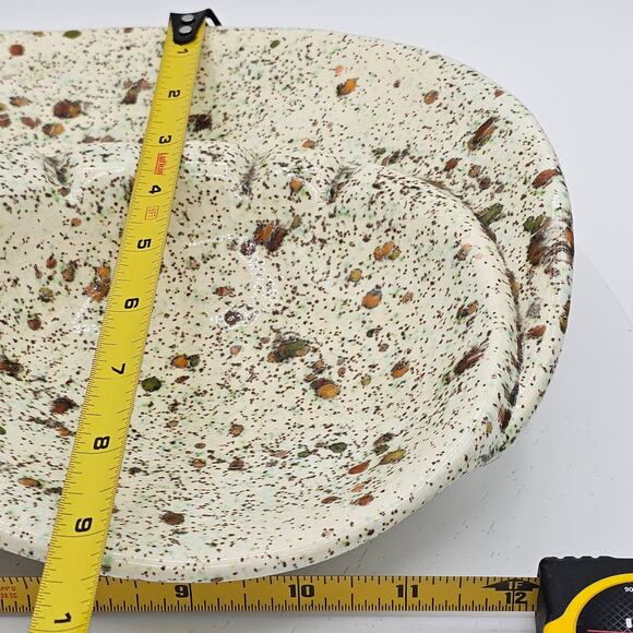 Mid Century Modern Atomic Ashtray, Vintage 70s Ceramic Ashtray Speckled Design - Picture 6 of 7